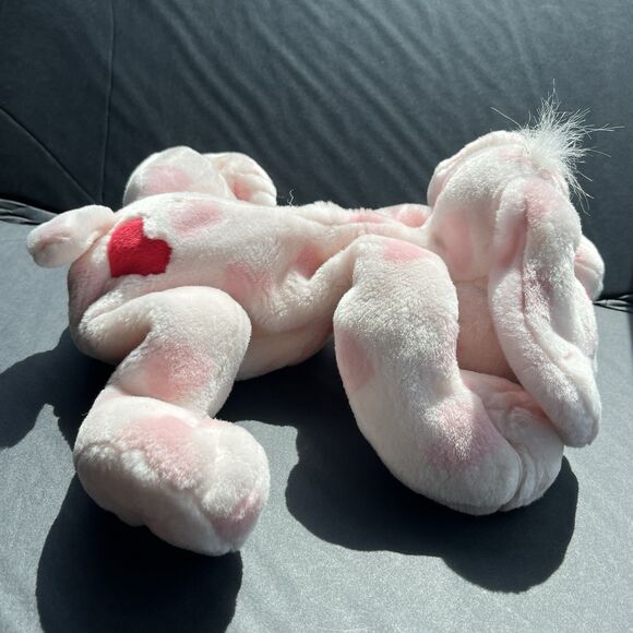 Puppy Love Floppy Pink Dog Plush Stuffed Animal Toy Heart Nose Soft Blue Eyes - Picture 3 of 12